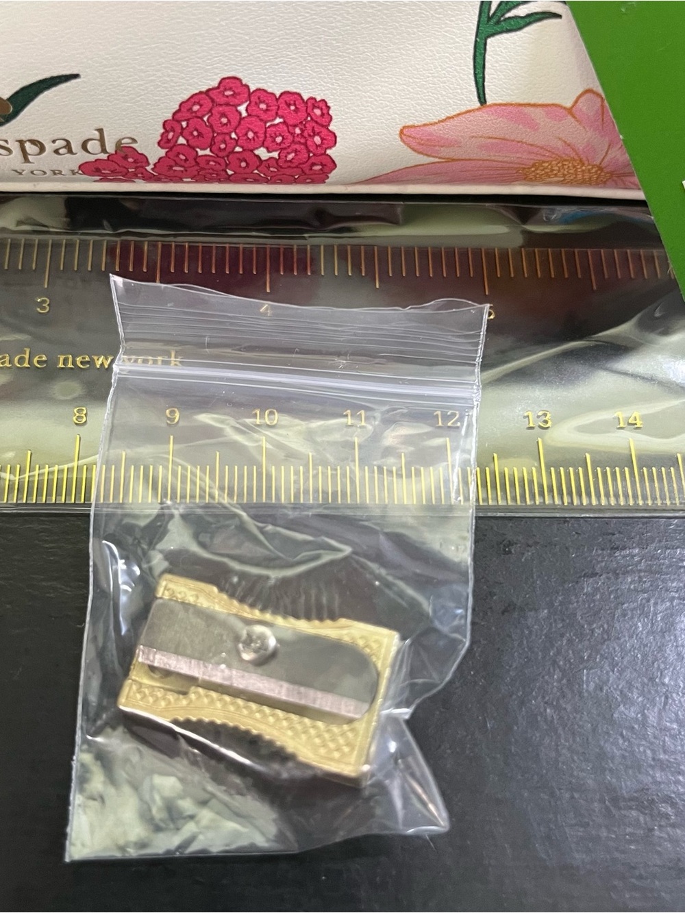 kate spade White Floral Zip Pencil Pouch Includes Eraser, Ruler and Sharpener. - Picture 8 of 9